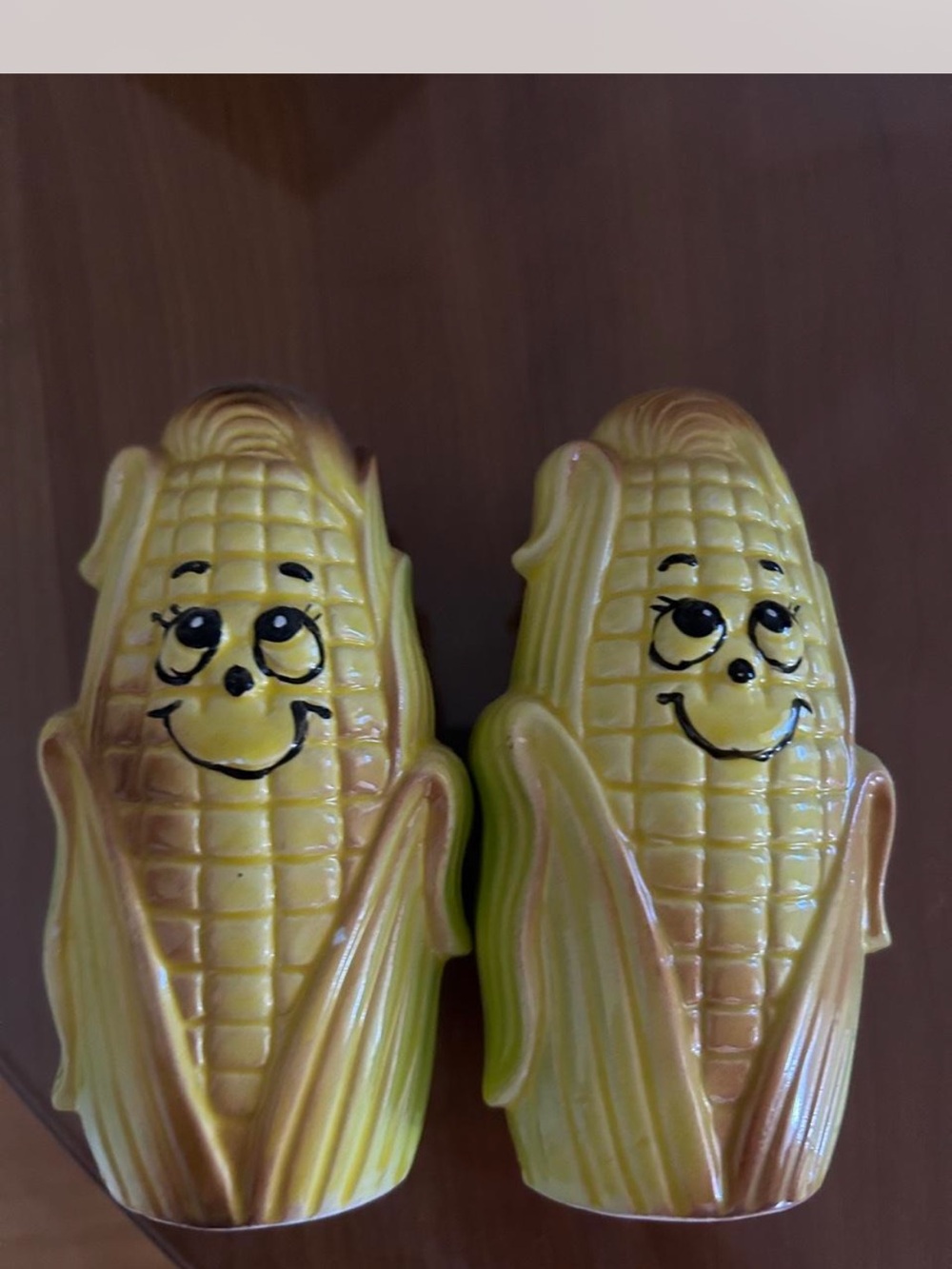 60’s 70s Yellow Corn-Shaped Salt & Pepper Shaker Pair - Cheerful Tabletop Accent